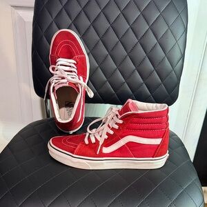 Vans Red & White Sk8-Hi Classic High-Top Sneakers